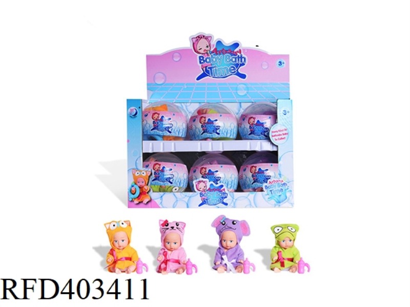 4 INCH OPEN EYES BATHROBE DOLL 4 MIXED 12PCS