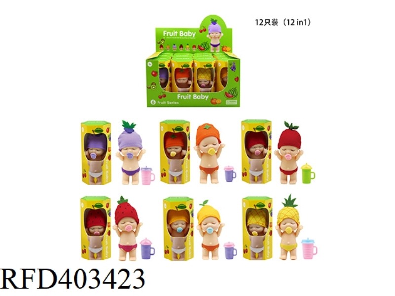 3 INCHES DRINKING WATER, PEE, FRUIT NAPPING BABY WITH FRUIT SCENT, 6 TYPES OF MIXED 12PCS