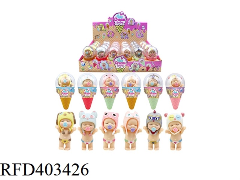 3 INCH ICE CREAM DOLL 6 TYPES MIXED 24PCS
