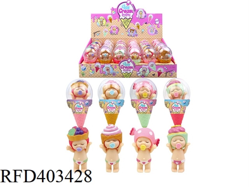 3 INCH ICE CREAM DOLL 4 ASSORTED 24PCS