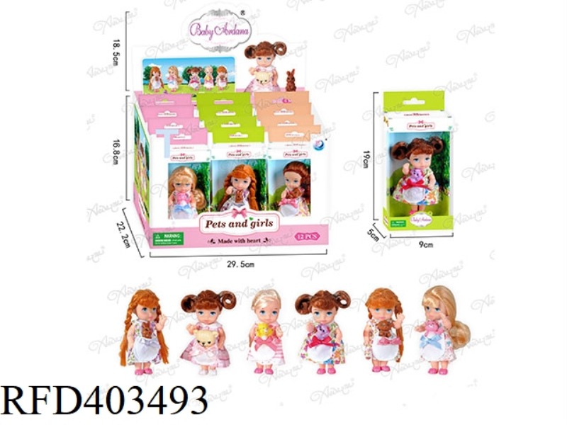 4.5 INCH LITTLE GIRL AND PET 12PCS