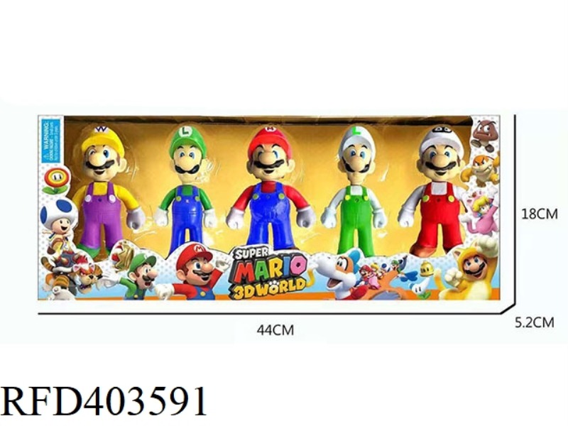 MARIO 5 PCS 1 TYPE BOXED, DOLL WITH LIGHT
