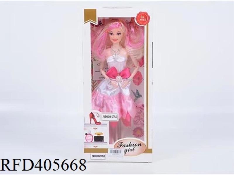 11.5-INCH MULTI-JOINT WEIGHT BARBIE DOLL WITH HIGH-END FASHION DRESS/JEWELRY/HAT/BAG