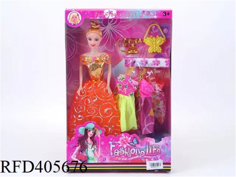 11.5 INCH MULTI-JOINT SOLID EVENING BARBIE DOLL WITH STAR COMB/PLUM COMB/BUTTERFLY MIRROR/CLOTHING