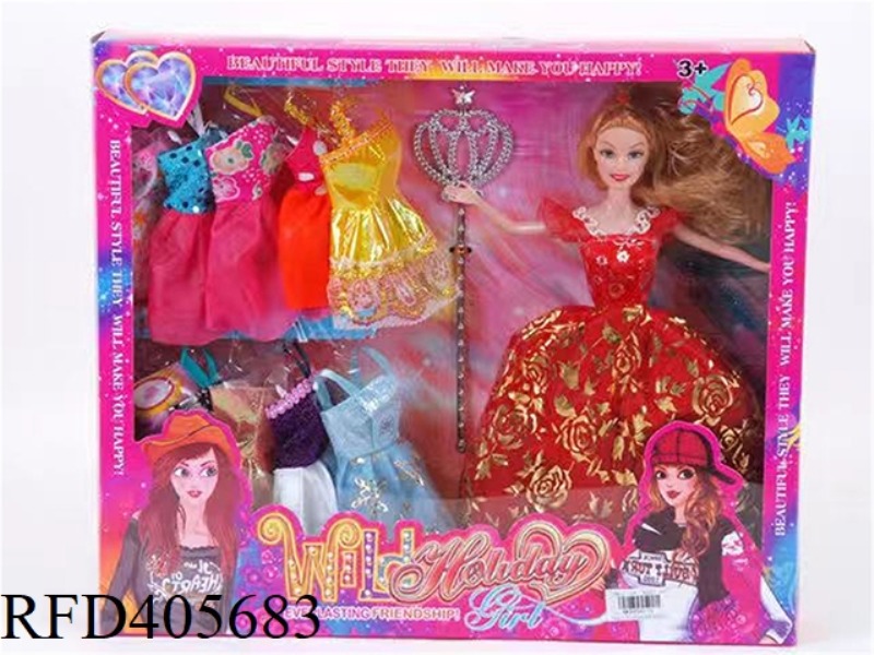 11.5 INCH MULTI-JOINT SOLID EVENING BARBIE DOLL COLOR BOX WITH FAIRY STICK/MULTI-STYLE CLOTHING