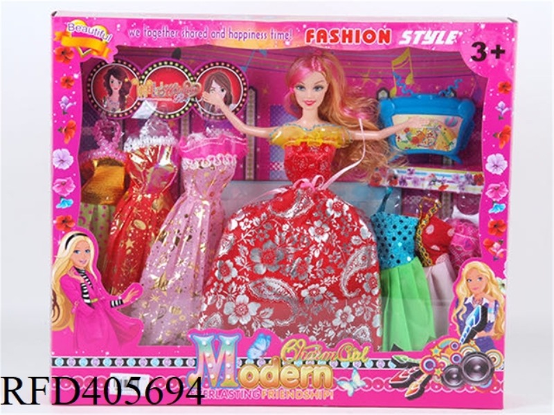 11.5 INCH MULTI-JOINT SOLID EVENING BARBIE DOLL COLOR BOX WITH TV/CLOTHING