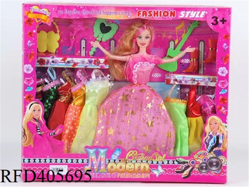 11.5-INCH MULTI-JOINT SOLID EVENING BARBIE DOLL COLOR BOX WITH FOUR-LEAF BAG/PLUM COMB/HEART-SHAPED