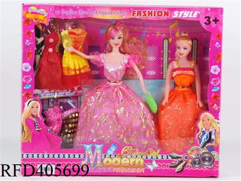 11.5-INCH MULTI-JOINT SOLID EVENING DRESS DOUBLE BARBIE DOLL COLOR BOX WITH MULTI-STYLE CLOTHING