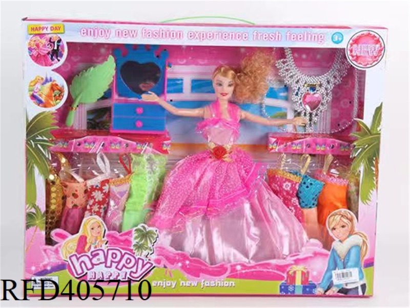 11.5-INCH MULTI-JOINT SOLID EVENING BARBIE DOLL WITH LEAF COMB/DRESSING TABLE/NECKLACE/CLOTHING