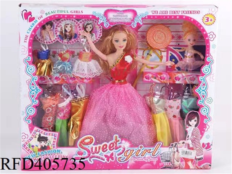 11.5-INCH MULTI-JOINT WEIGHTED BARBIE DOLL WITH LITTLE BARBIE/BABY LOLLIPOP/CLOTHING