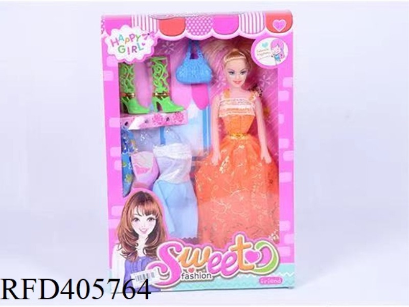 11.5-INCH HOLLOW EVENING BARBIE DOLL COLOR BOX WITH BOOTS/HANDBAG/CLOTHING