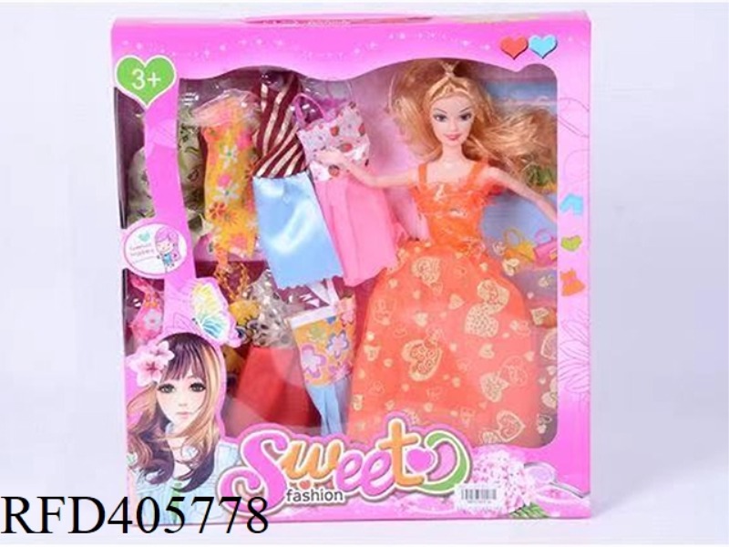 11.5-INCH MULTI-JOINT SOLID EVENING BARBIE DOLL COLOR BOX WITH MULTI-STYLE CLOTHING