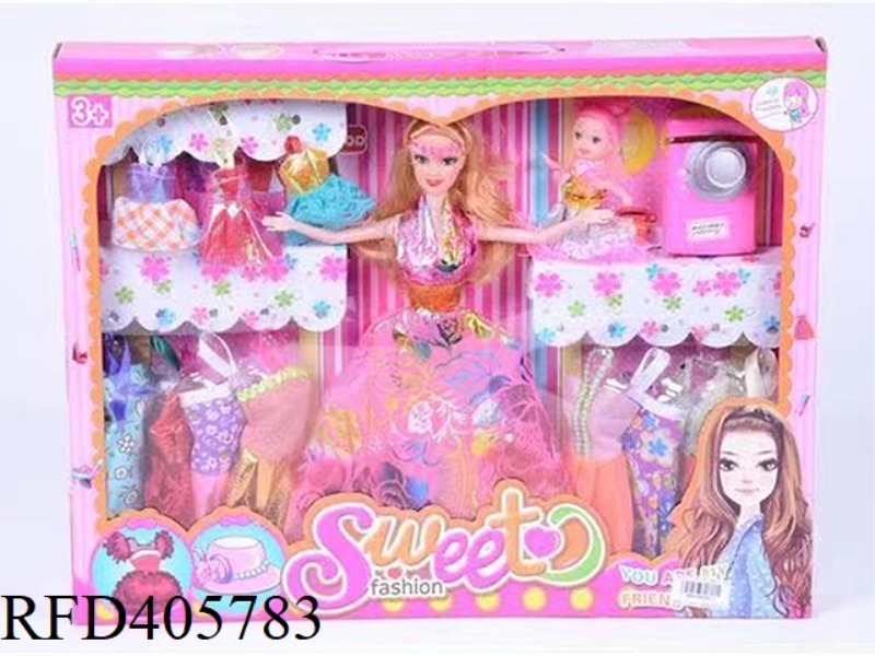 11.5 INCH MULTI-JOINT SOLID EVENING BARBIE DOLL COLOR BOX WITH LITTLE BARBIE/CAMERA/CLOTHING