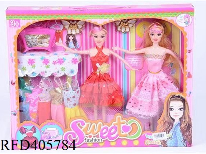 11.5-INCH MULTI-JOINT SOLID SHORT SKIRT EVENING DRESS DOUBLE BARBIE DOLL COLOR BOX WITH BUTTERFLY HE