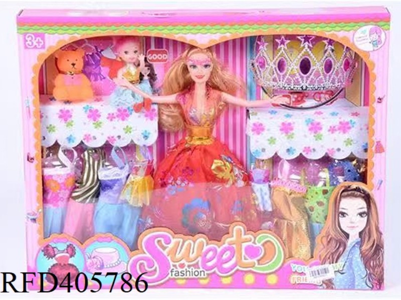 11.5 INCH MULTI-JOINT SOLID EVENING BARBIE DOLL COLOR BOX WITH VINYL TAPE BEEP BEAR/LITTLE BARBIE/ST