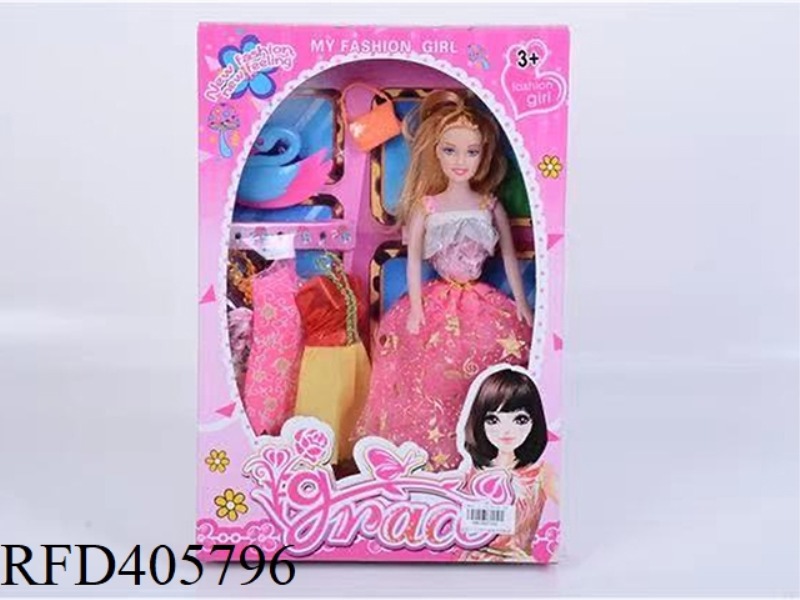 11.5 INCH MULTI-JOINT SOLID EVENING BARBIE DOLL COLOR BOX WITH SWAN/BAG/CLOTHING