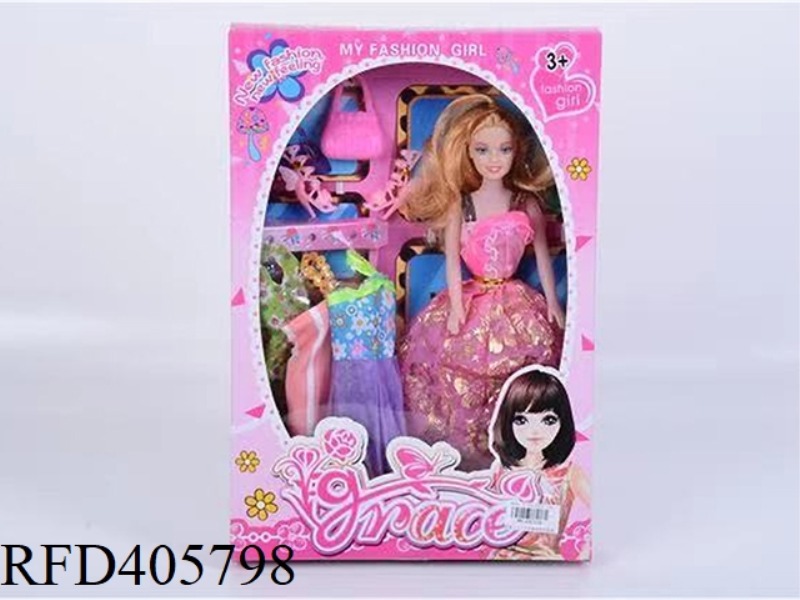 11.5-INCH MULTI-JOINT SOLID EVENING BARBIE DOLL COLOR BOX WITH WINGS SHOES/HANDBAG/CLOTHING