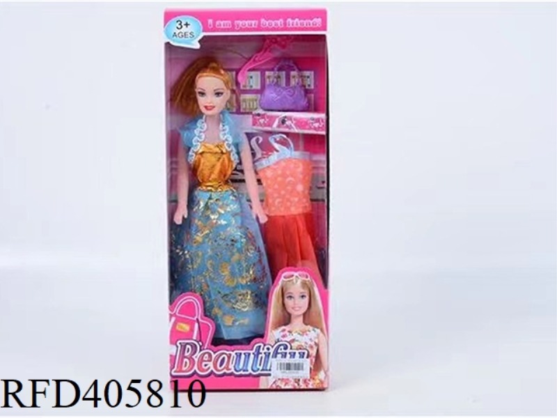 11.5-INCH EMPTY BARBIE DOLL WITH COMB/HANDBAG/CLOTHING
