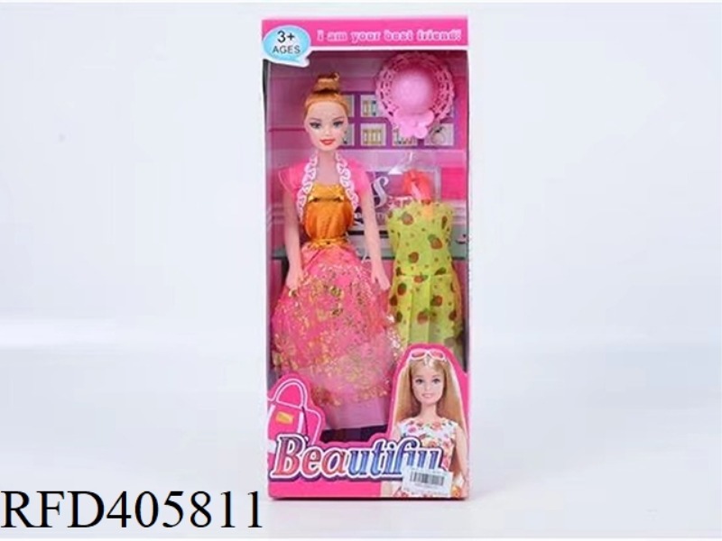 11.5 INCH EMPTY BARBIE DOLL WITH HAT/CLOTHING