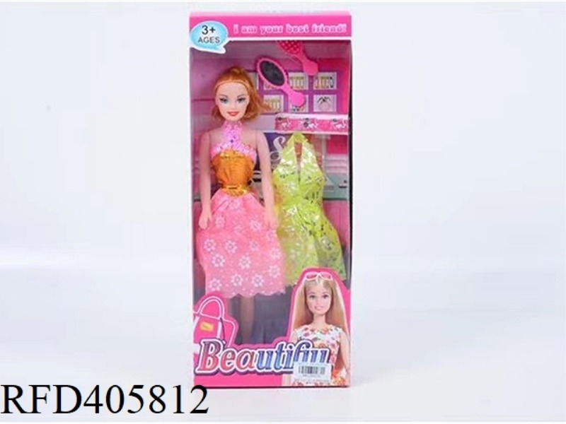 11.5 INCH EMPTY BARBIE DOLL WITH COMB MIRROR/CLOTHING