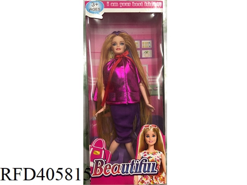 11.5 INCH SOLID FASHION CLOAK WITH MULTIPLE MOVABLE JOINTS FOR HANDS AND FEET LONG HAIR BARBIE DOLL