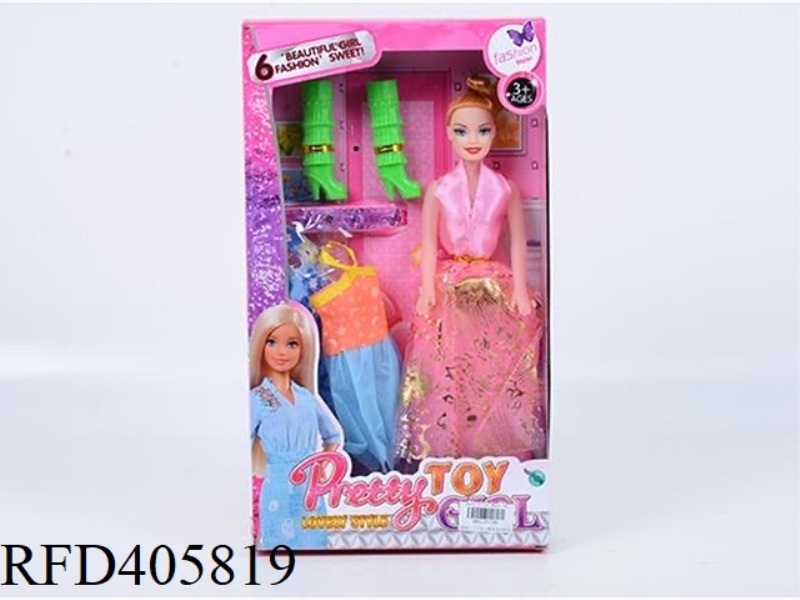 11.5-INCH MULTI-JOINT HOLLOW EVENING BARBIE DOLL COLOR BOX WITH LONG BOOTS/CLOTHING