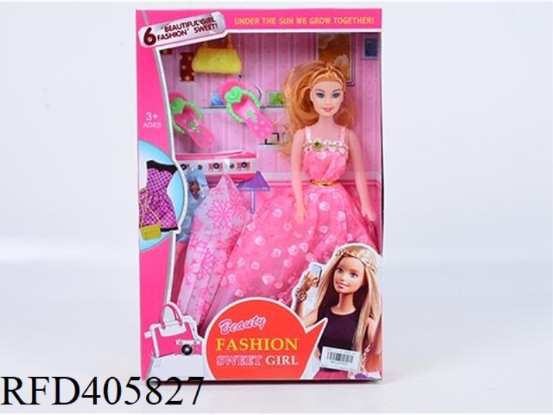 11.5-INCH MULTI-JOINT HOLLOW EVENING BARBIE DOLL COLOR BOX WITH SLIPPERS/HANDBAG/CLOTHING