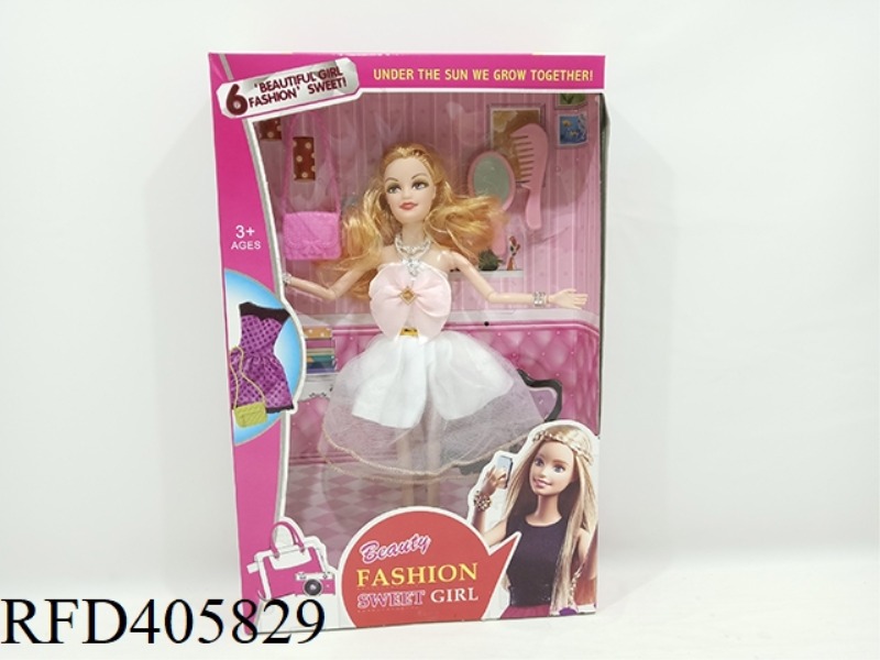 11.5 INCH MULTI-JOINT SOLID FASHION SUIT BARBIE DOLL WITH BAG/COMB MIRROR BLISTER