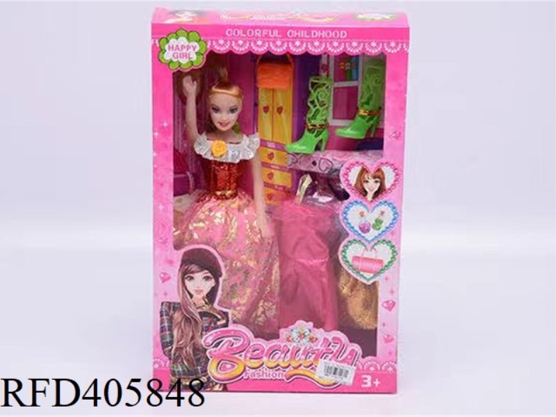 11.5-INCH MULTI-JOINT HOLLOW EVENING BARBIE DOLL COLOR BOX WITH BAG/NET BOOTS/CLOTHING