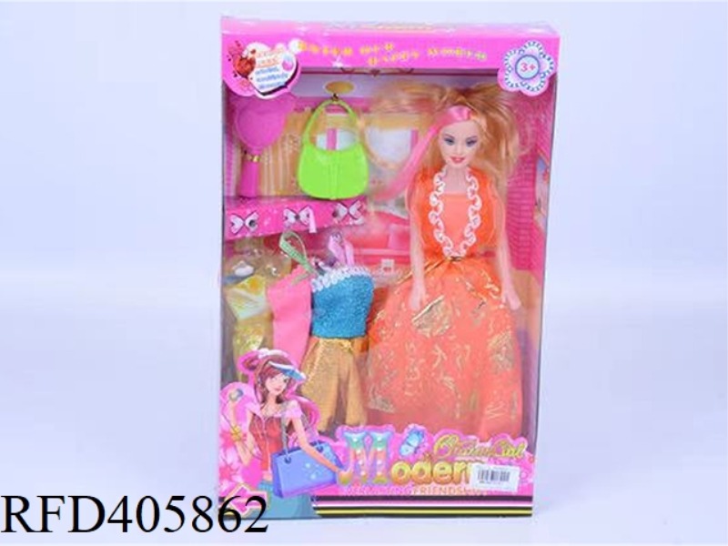 11.5-INCH MULTI-JOINT HOLLOW EVENING BARBIE DOLL COLOR BOX WITH FOOTPRINT COMB/BAG/CLOTHING