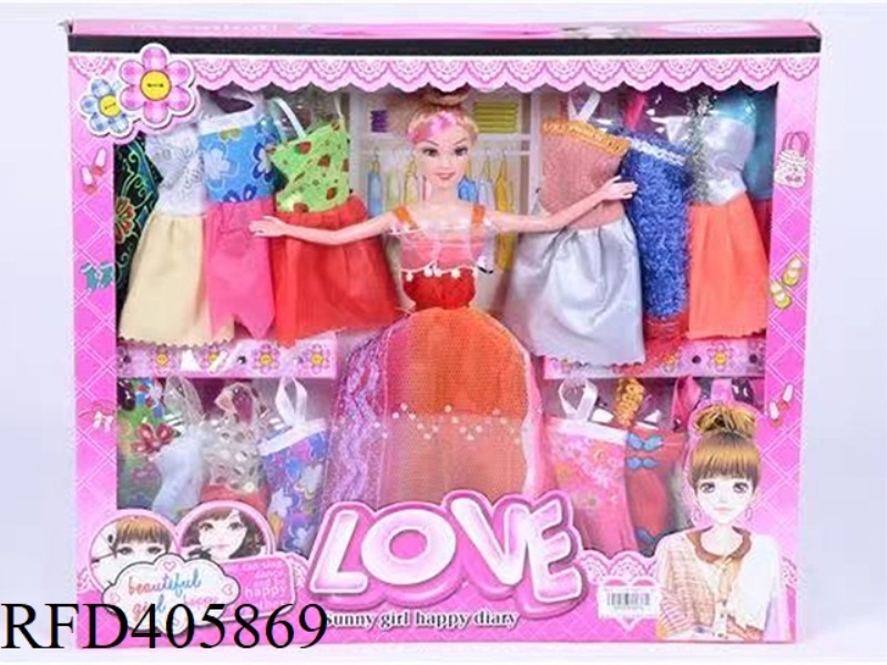 11.5-INCH MULTI-JOINT SOLID EVENING BARBIE DOLL COLOR BOX WITH MULTI-STYLE CLOTHING