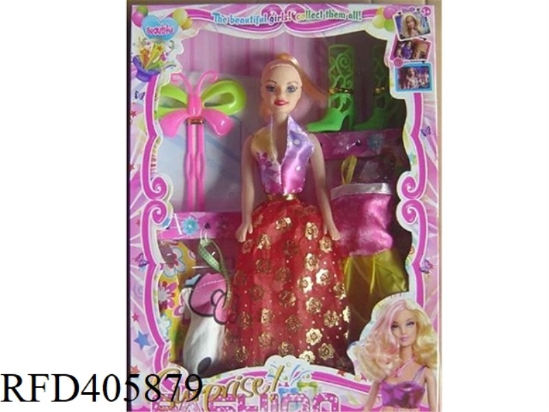 11.5-INCH MULTI-JOINT HOLLOW EVENING BARBIE DOLL COLOR BOX WITH DRAGONFLY HAIRPIN/NET BOOTS/CLOTHING