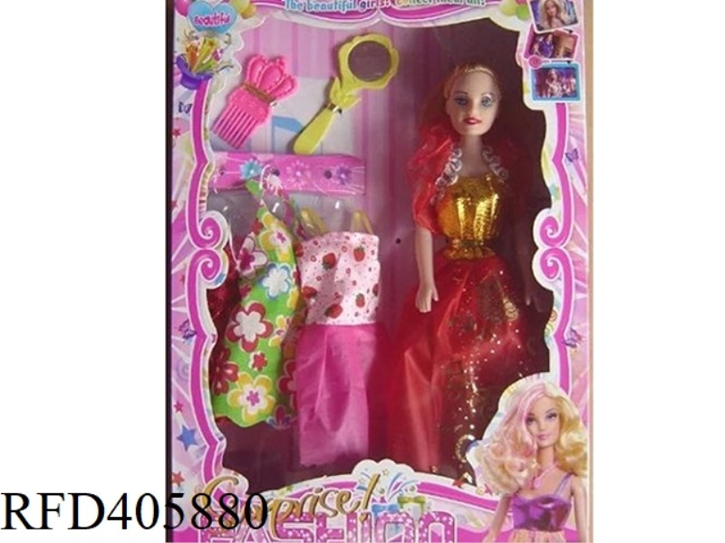 11.5-INCH MULTI-JOINT HOLLOW EVENING BARBIE DOLL COLOR BOX WITH CROWN COMB/FLOWER MIRROR/CLOTHING