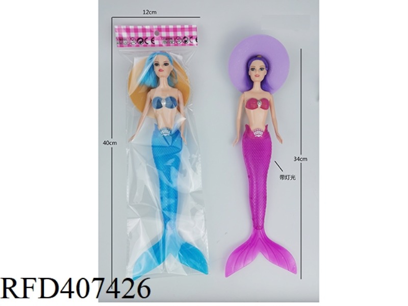 11 INCH SOLID BODY WITH LIGHTED MERMAID BARBIE PLUS BEACH HAT