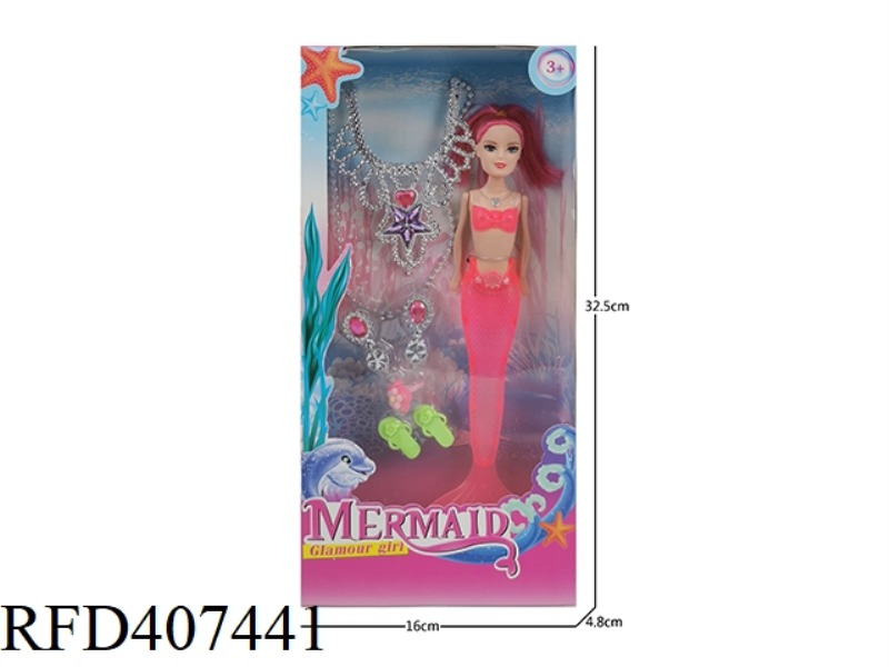 9 INCH SOLID MERMAID (WITH LIGHT) PLUS CHEST HANGING PLUS EARRINGS HAIRPIN BLISTER