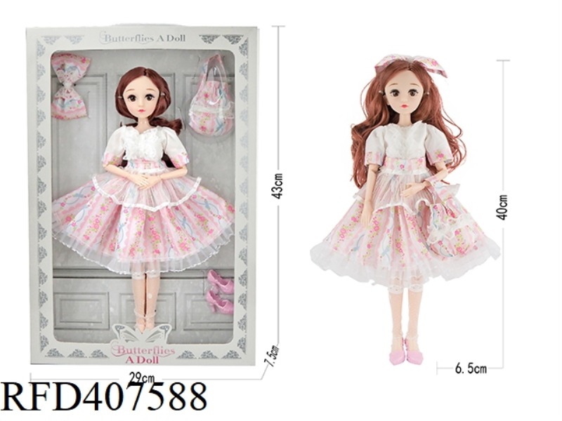 14 INCH 22 JOINT DOLL-PINK FLOWER SKIRT