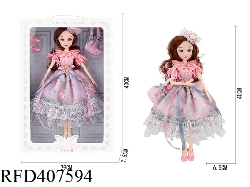 14 INCH 22 JOINT DOLL-PINK FLOWER SKIRT