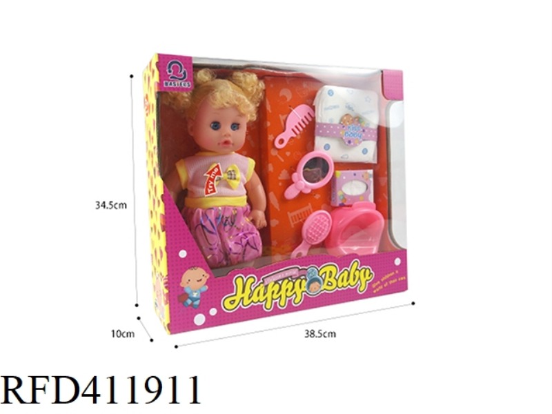 14-INCH VINYL HEAD/BOTTLE BODY LIVE EYE DOLL SET WITH 12 SOUND IC