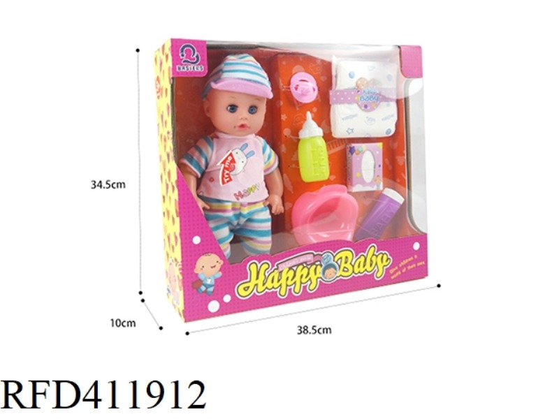 14-INCH VINYL HEAD/BOTTLE BODY LIVE EYE DOLL SET WITH 12 SOUND IC