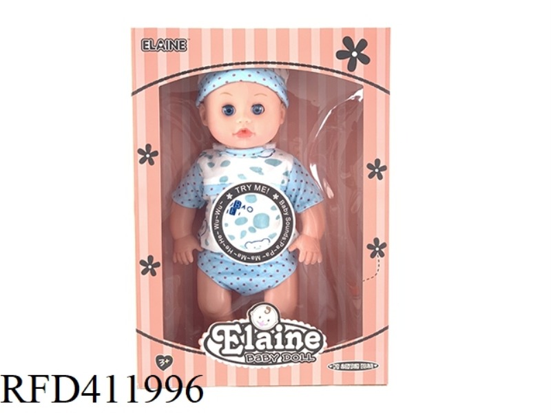 12 INCH VINYL HEAD BLOW BOTTLE BODY HALF EYE DOLL WITH 12 SOUND IC