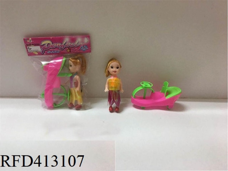 3 INCH SMALL BARBIE WITH SCOOTER