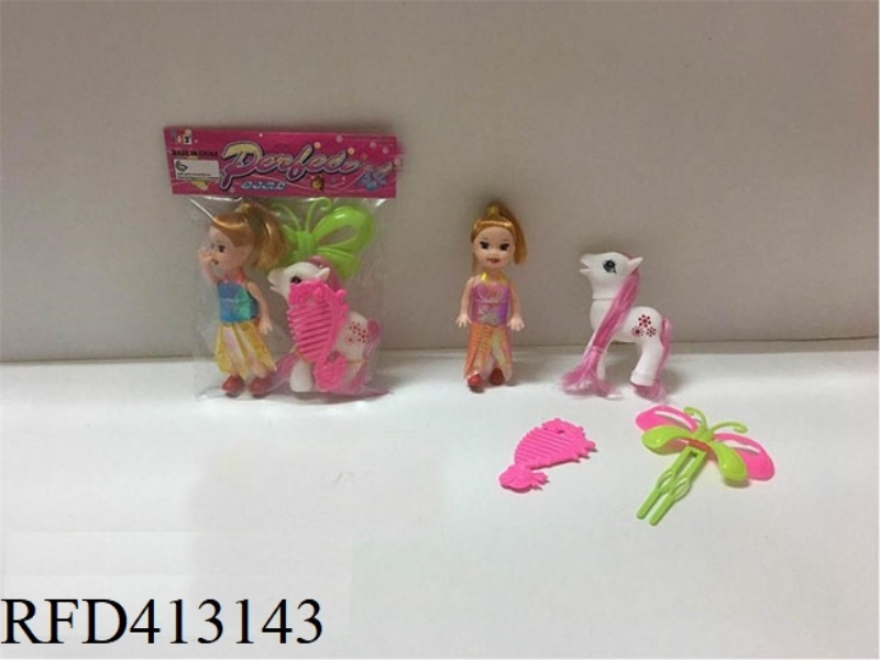 3 INCH SMALL BARBIE WITH HORSE HAIR COMB