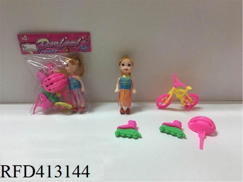 3 INCH LITTLE BARBIE WITH BIKE ICE BOOT HAT