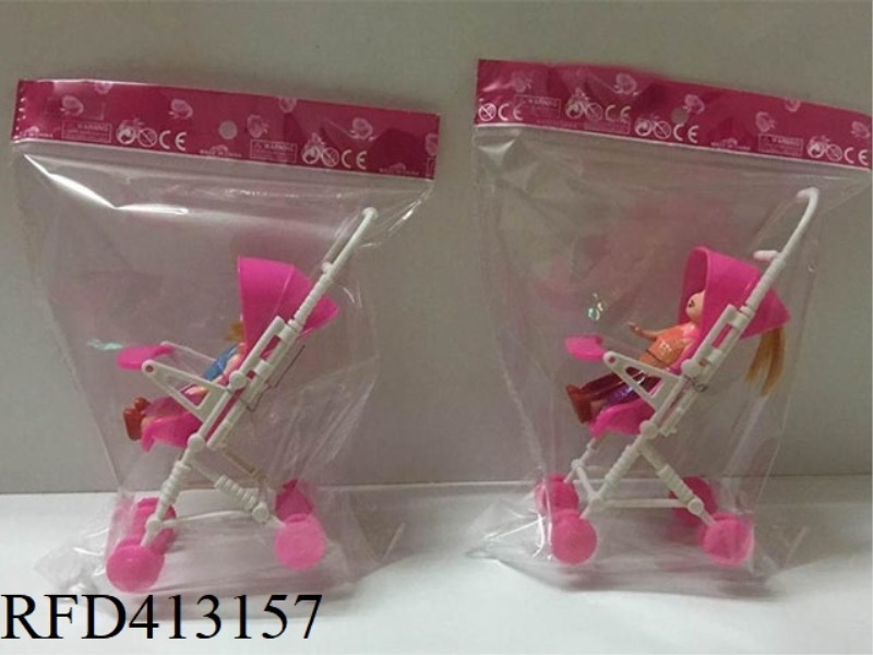 3 INCH SMALL BARBIE WITH CART