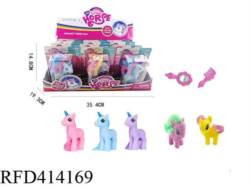2 HORSES WITH COMB MIRROR 12PCS