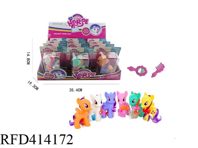COLOR HORSE WITH COMB MIRROR 12PCS