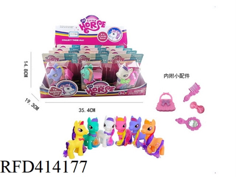 COLOR CROWN HORSE WITH COMB MIRROR 12PCS