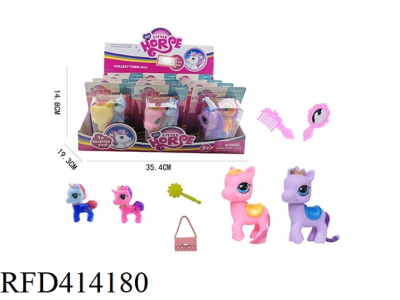 2 HORSES WITH COMB MIRROR 12PCS