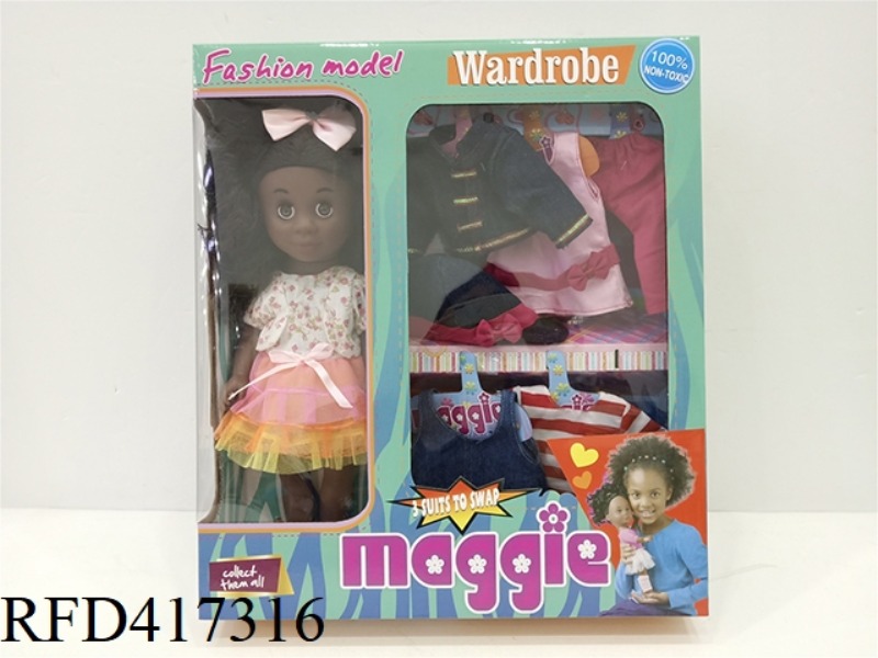 14-INCH BLACK DOLL WITH MATCHING CLOTHES (2 STYLES ASSORTED)