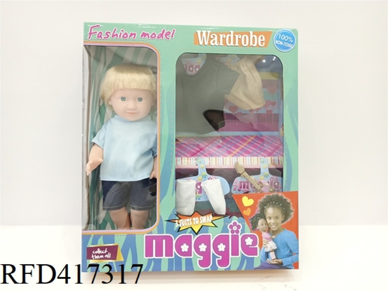 13 INCH WHITE SKIN FULL VINYL DOLL WITH CLOTHES
